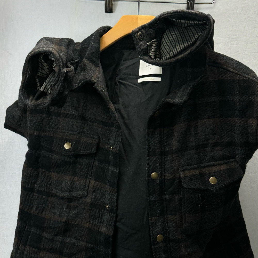 Billy Reid Men's Theo Shirt Jacket Black Plaid Size L - Picture 10 of 10